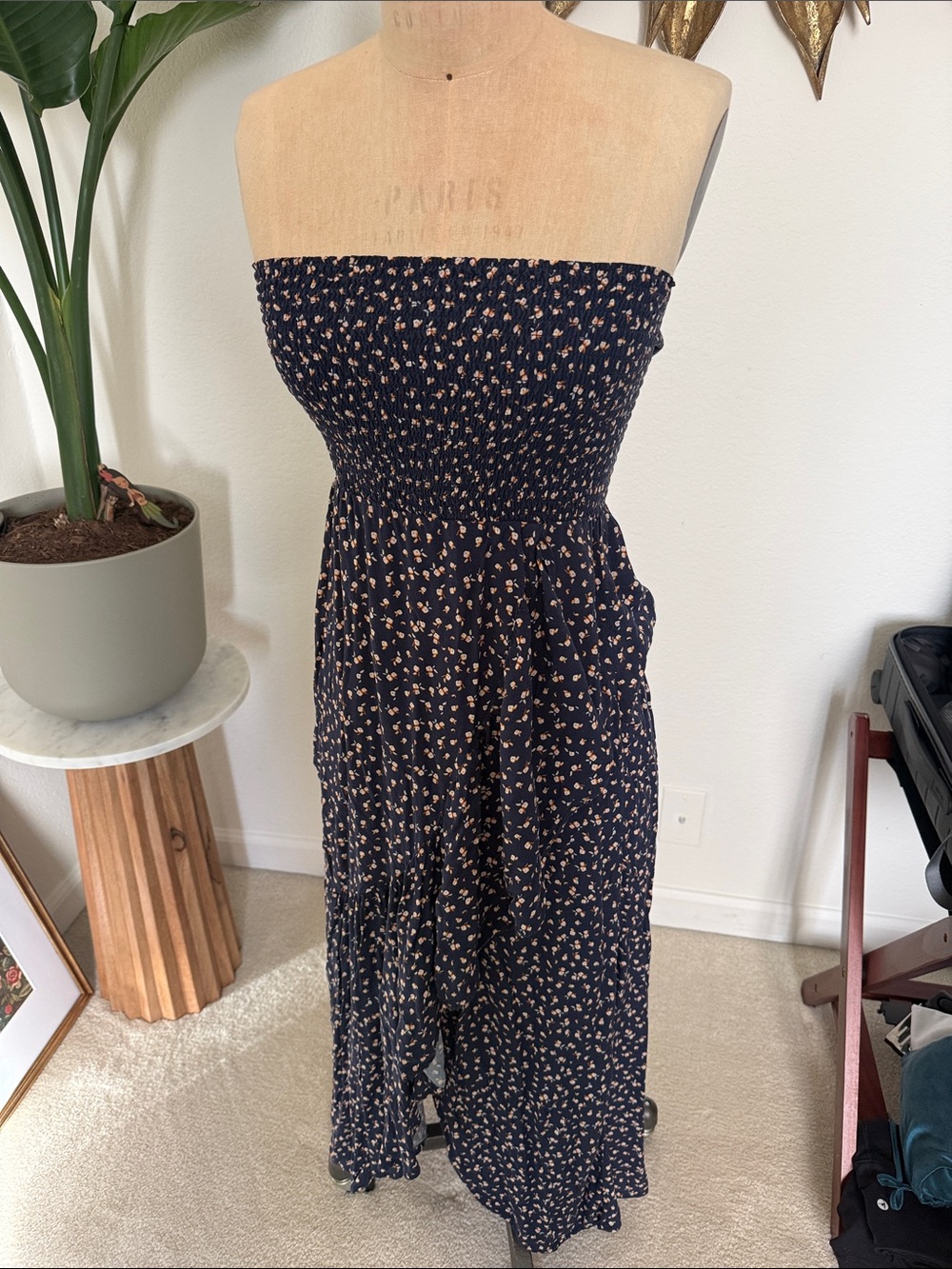 Maaji Navy Maxi Skirt with Small Cream Floral Print